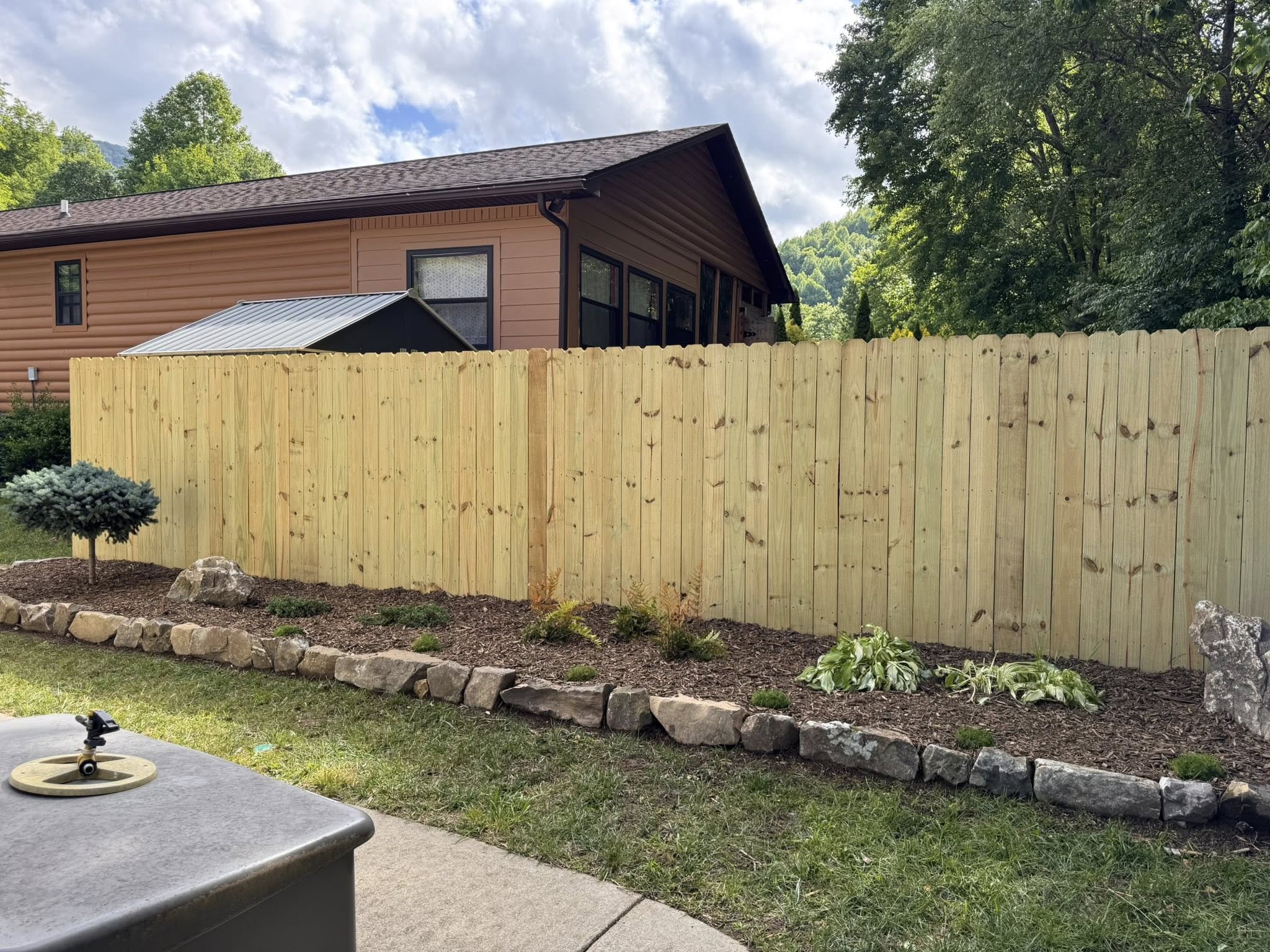 Wood privacy fence