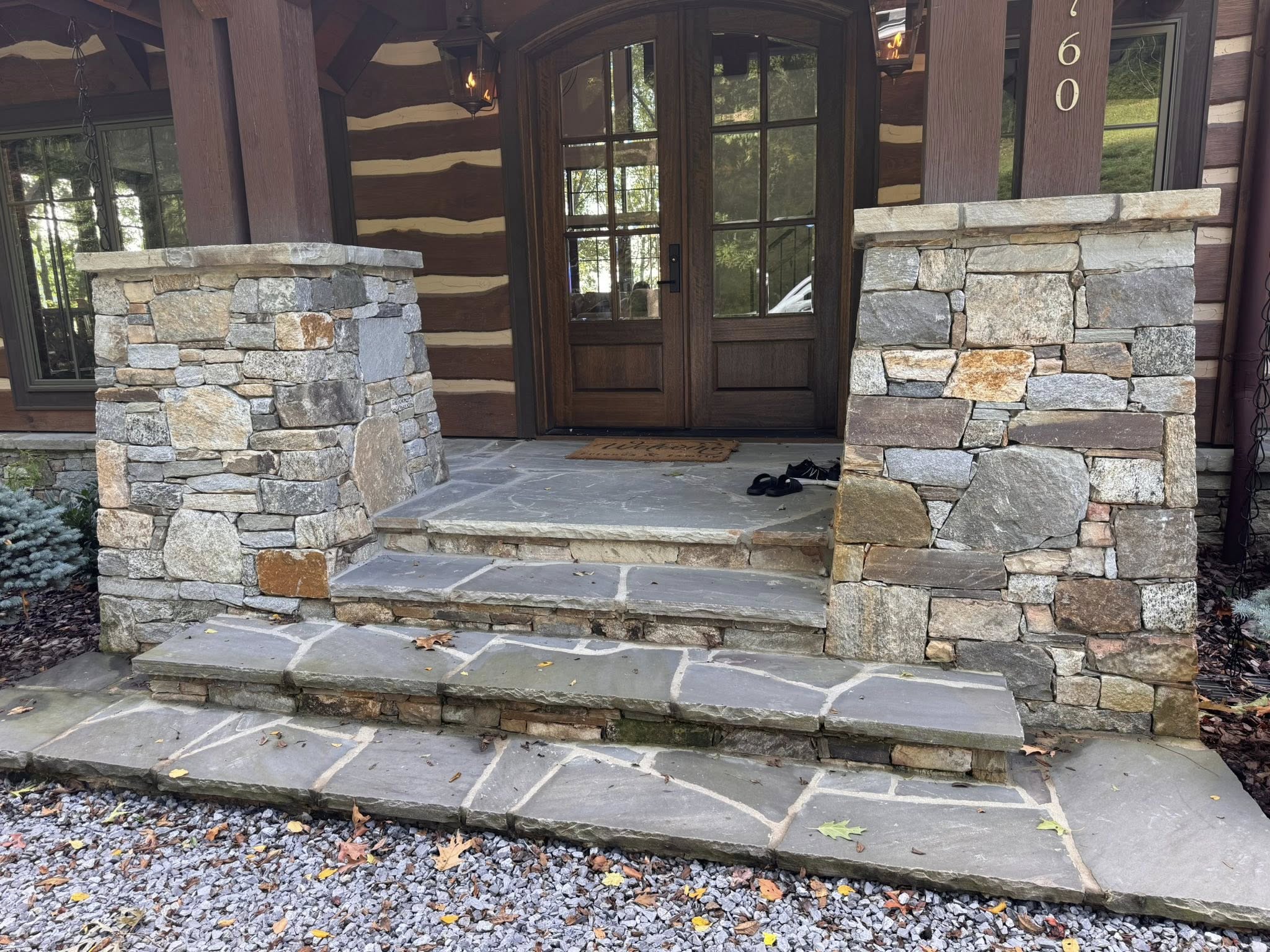 Stone front entrance work