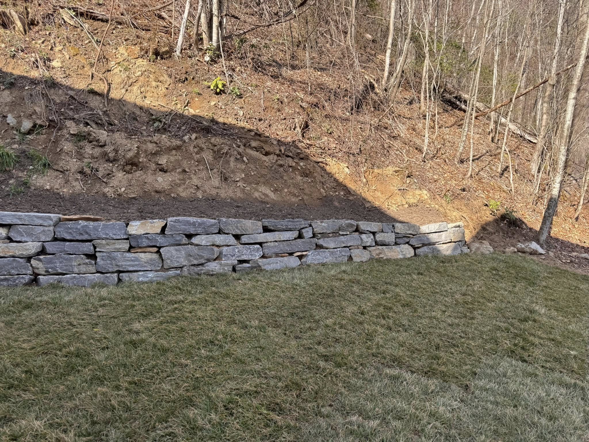Large stone retaining wall
